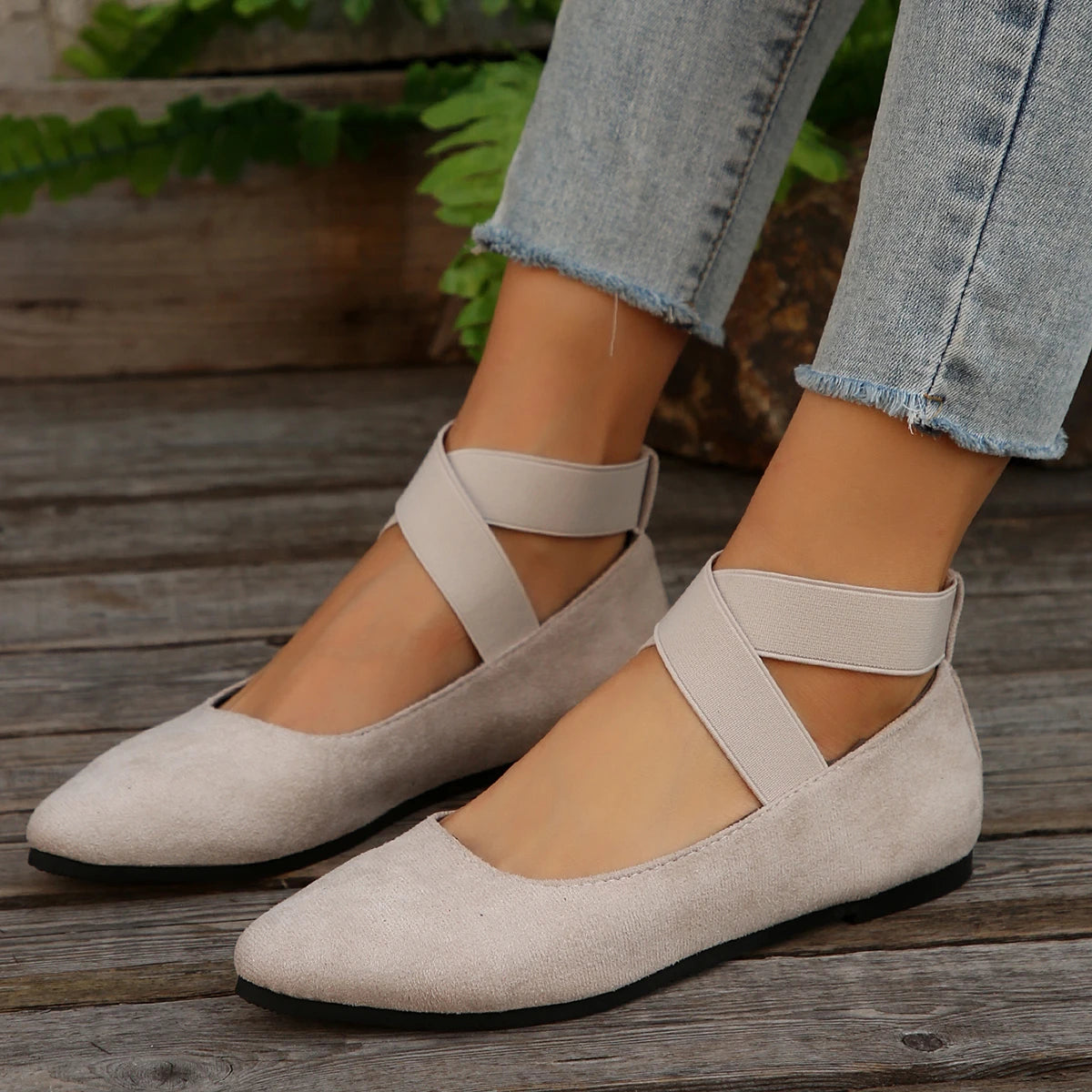 RZSMTYA Damen Atmungsaktiv Loafer - Gummisohle Spitze