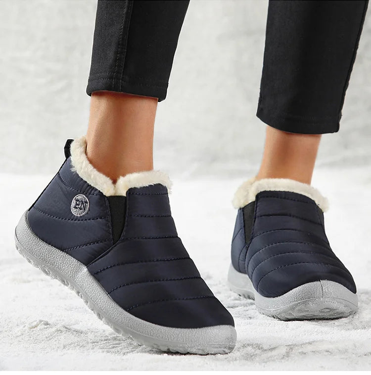 Ghete de iarnă pentru femei HAJINKCN, impermeabile, cu căptușeală - Mărimea 36-41, fără slip, până la gleznă