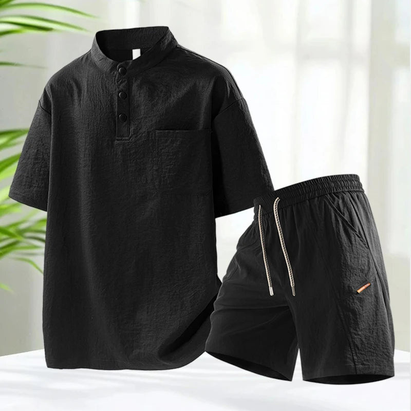 TIKALIACN Zweiteiler Sommer Kurzarm - Polyester M L