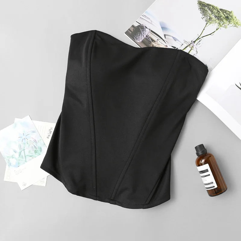 Tanks Tops Women Off-shoulder Outerwear Tube-top Sexy Spicy Girls Summer European Style Streetwear Slim Defined Waist Popular