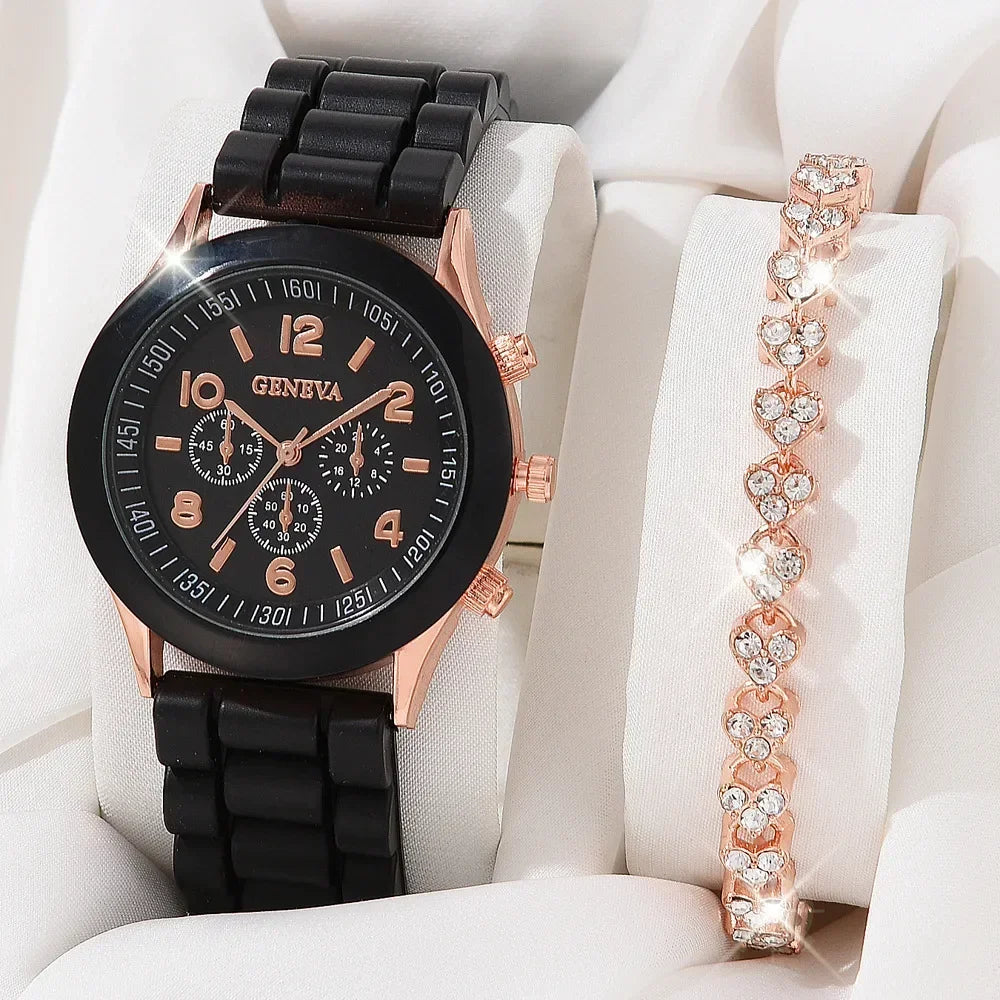 Luxus Set Elegantes Schmuckset - Uhr Ring Kette Ohrringe
