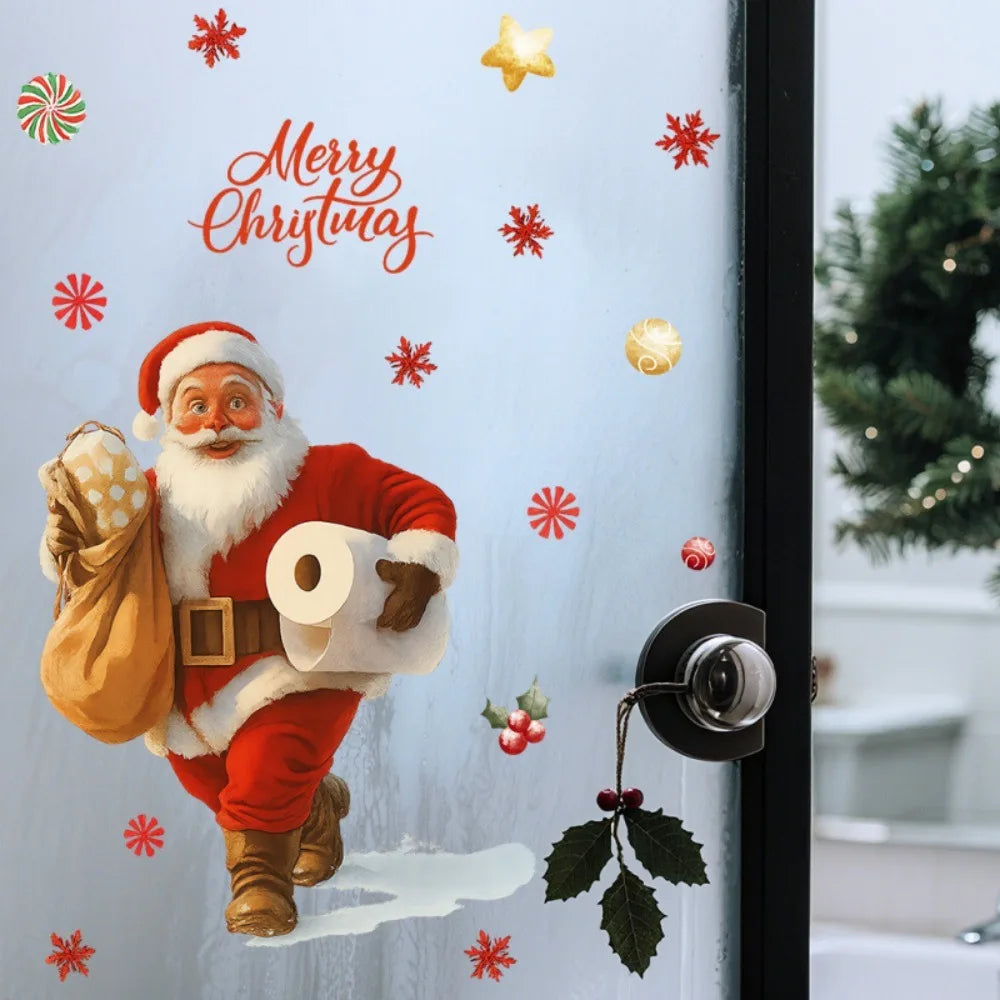 Christmas Toilet Sticker Merry Christmas Decoration Santa Claus Bathroom Sticker Home Toilet Decoration 2026 New Year Gift Fun