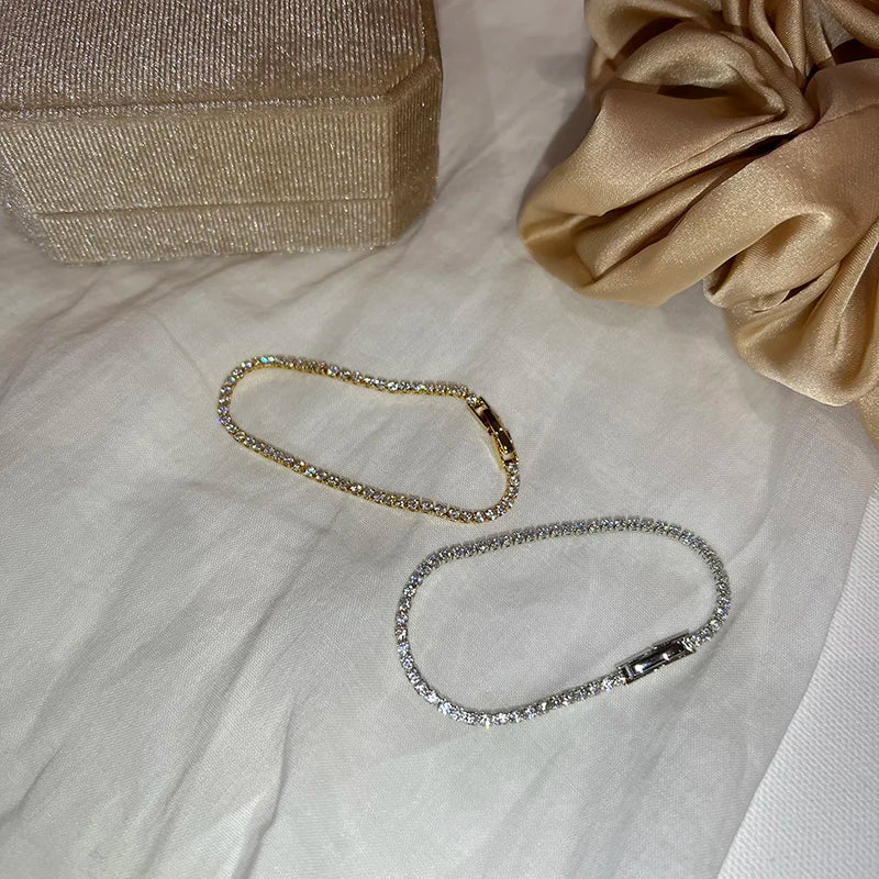 Luxus Klassisch Voller Strass 18K Gold Plattiert Armbänder Für Frauen Funkelnd Einfach Zirkon Armbänder Schmuck Geburtstag Geschenke