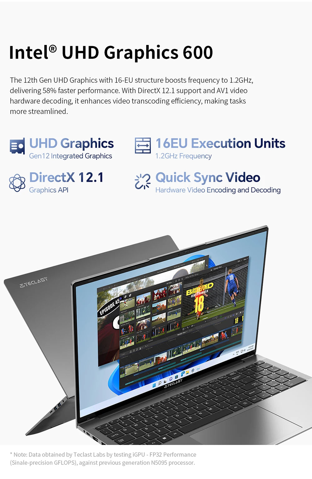 Teclast F16Air Laptop 16.1 Zoll - Intel N95, 16GB RAM, 512GB SSD, FHD IPS Display, Beleuchtete Tastatur