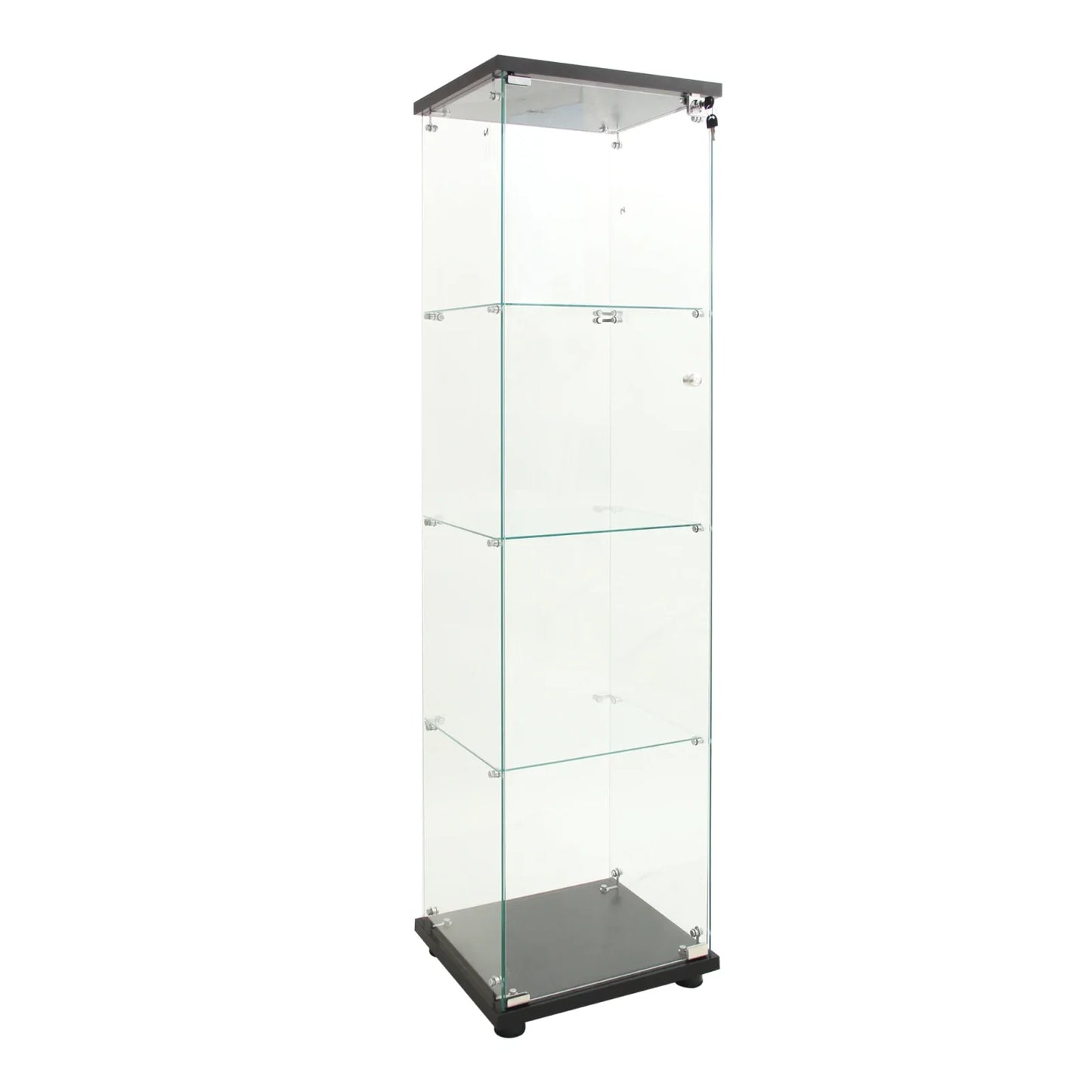 Rosahqnda Glasvitrine LED Beleuchtung 4 Regale 2 Türen 80x36x164 cm