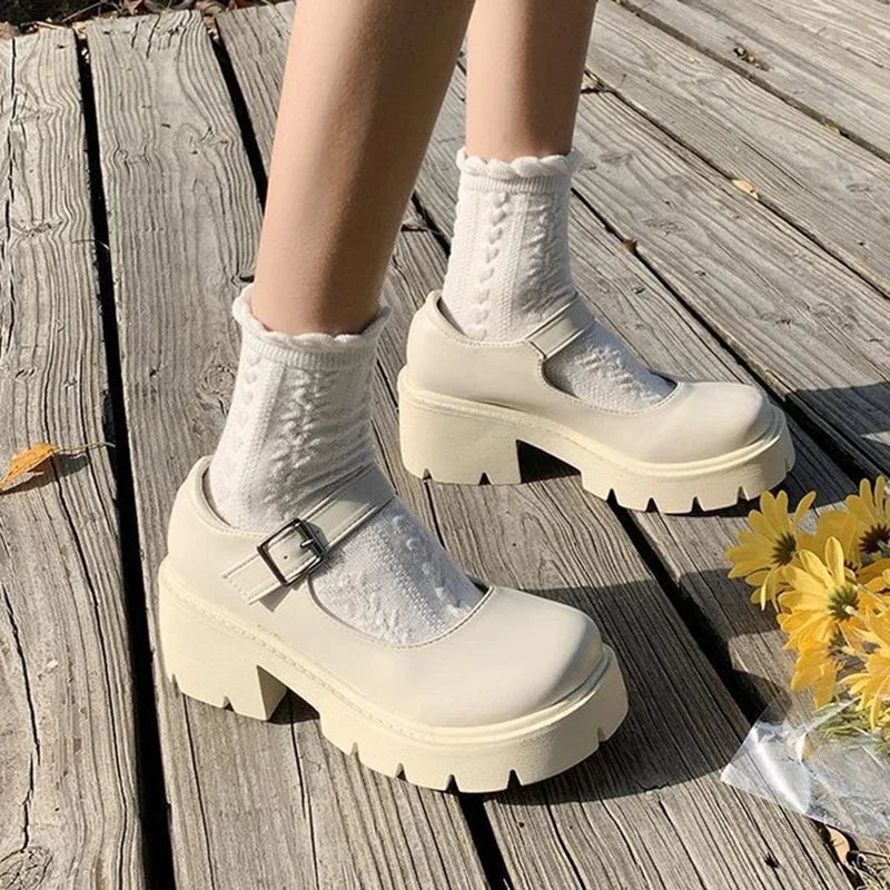 Schuhe Lolita Frauen 2025 - Japanischer Stil Mary Jane Vintage Mädchen - Hohe Absätze Platform College Student Pumps