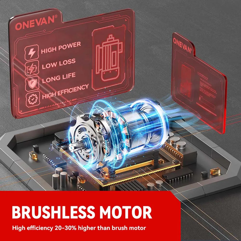 ONEVAN 1200N.M Brushless Electric Impact Wrench 3 Funtion 1/2" Cordless Screwdriver Electric Drill for BL1840B BL1850 18V Batter