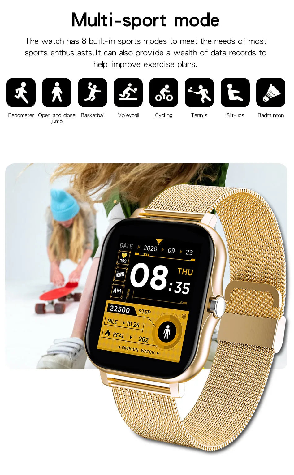 SmartWatch Pro Bluetooth Anruf - 1.44 Zoll SpO2 Blutdruck