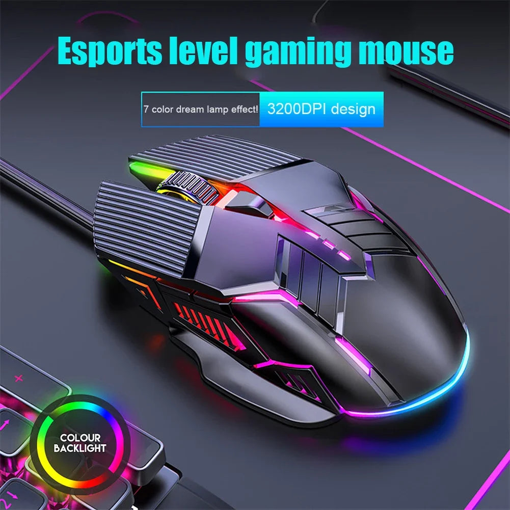 Fanmuran Gaming-Maus Ergonomisch - 3200 DPI, 6 Tasten, RGB