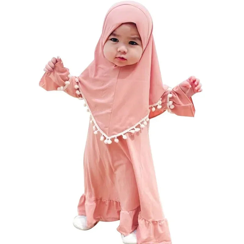 Henan EHF046 Mädchen Hijab Set Überkopf Schal - 2 Stk 110