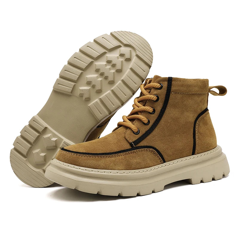 Ghete de exterior din piele Chobenjoe, croială confortabilă - Material: Piele, Închidere: Cu șireturi