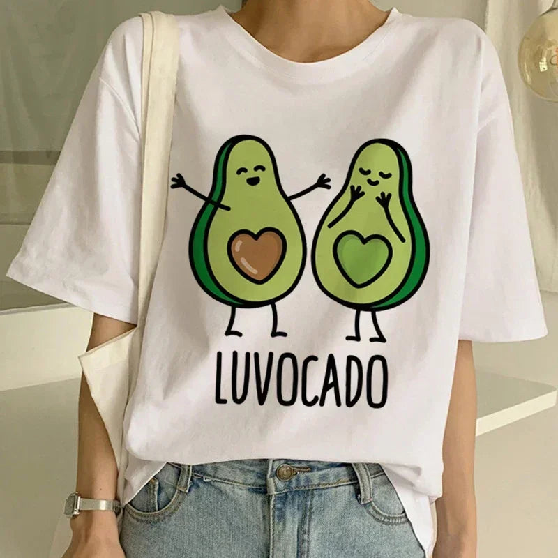 Women T-Shirt 2023 Summer Leopard Heart Print T Shirt Women Casual White Tops Loose Short Sleeve Tshirt Camisas Mujer