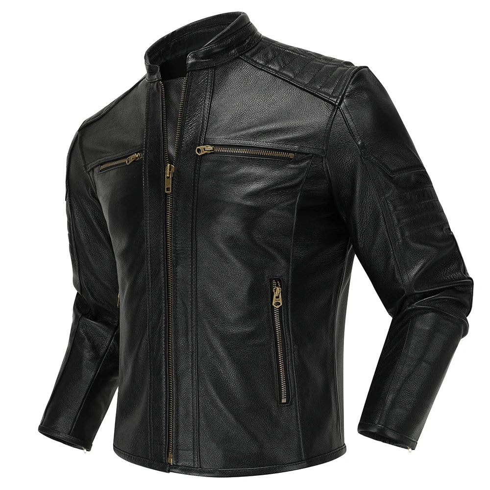 BikerX Milano Lederjacke Vintage Biker - Rindsleder L