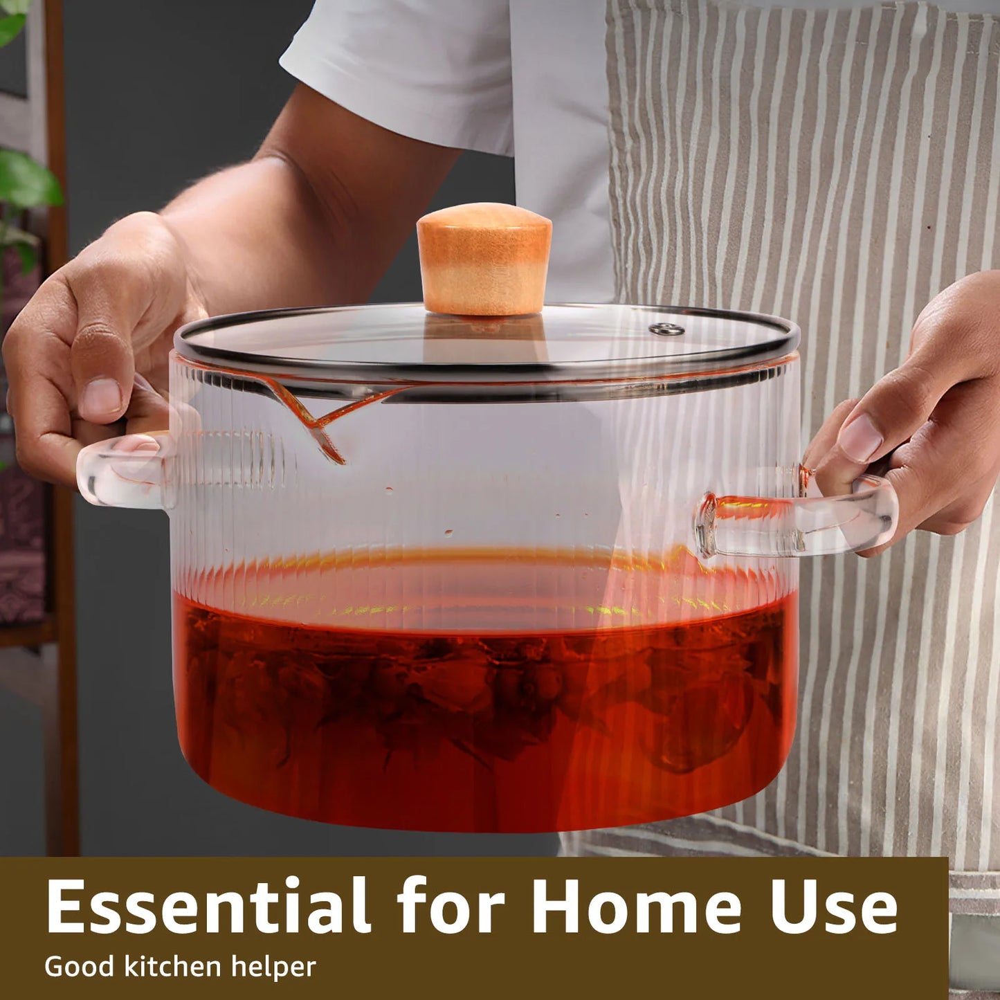 Glass Saucepan Clear Cooking Pot with Lid 16CM Heat Resistant Glass Soup Pot Dual Handles Glass Stovetop Kitchen Cooking Tools