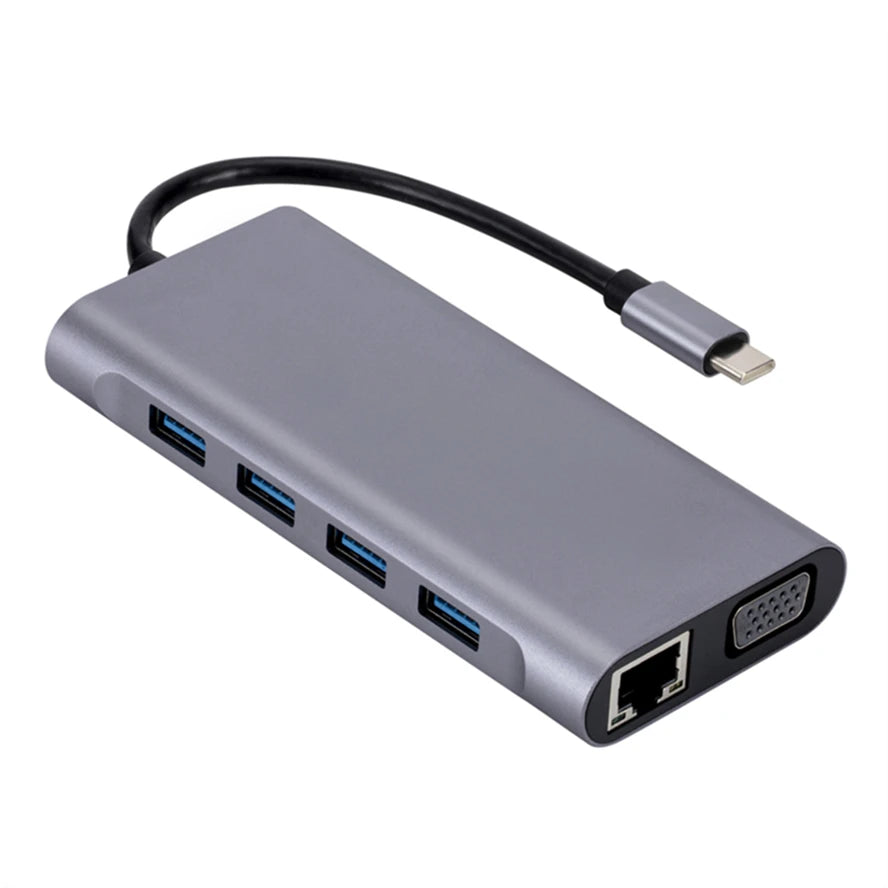 11-in-1 USB-C Hub 4K HDMI - 11 Ports, PD87W, kompakt
