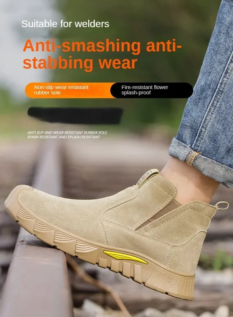 ZQXYZ 7100 Stahlkappe-Arbeitsschuhe - Gr 44; Leder; Gummi