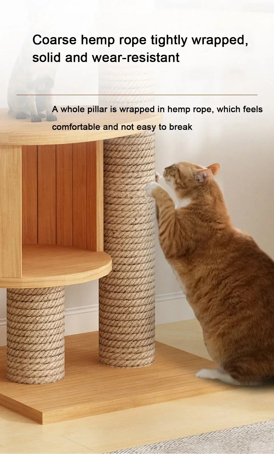 Cats Tree Floor Solid Wooden Cat Tree House Climbing Pets Furniture Adjustable Kitten Trees Tower Multilayer Cat Climbing Frame