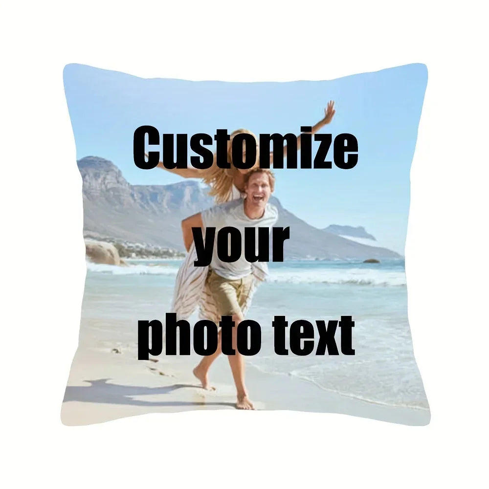 1 Customized Photo 18x18 Inch Peach Skin Throw Pillow, Personalized Pillow Cover, Cushion for Home Decoration, No Pillow Core