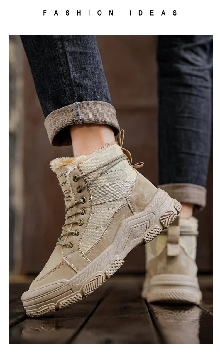 Ghete de iarnă călduroase cu căptușeală din velur Choice B2-M2299 - Mărimea EU 39-44, Toc 1-3 cm, Antiderapante