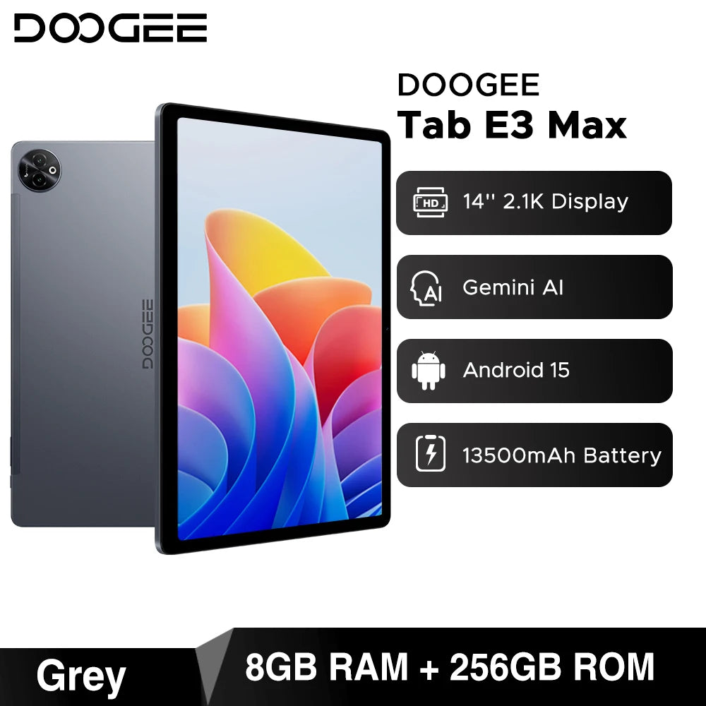 DOOGEE Tab E3 Max Gemini AI Quad-Lautsprecher - 14Zoll Display 256GBROM 13500mAh