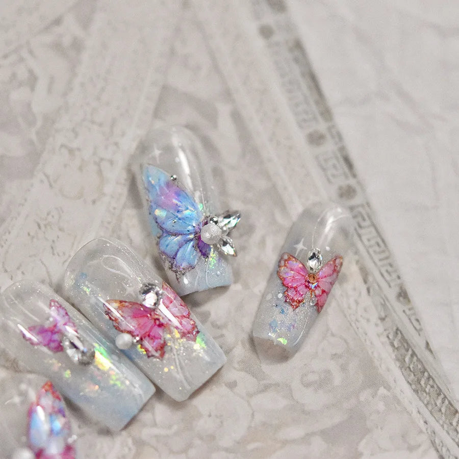 Shell Light Butterfly Nail Stickers High Quality Design Adhesive Stickers Nail Art Decoration Nail Supplies Decals Manicure Tool