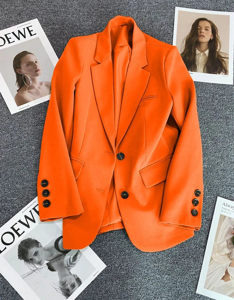Elegant Office Lady Blazers for Women 2024 Fashion Long Sleeve Single Button Blazer Coats Female Top Suit Jackets Outerwears