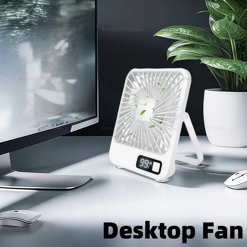 2025 New Small desktop fan USB charging Multi-scene use Car fan Camping fan Home office portable quiet outdoor simple summer fan