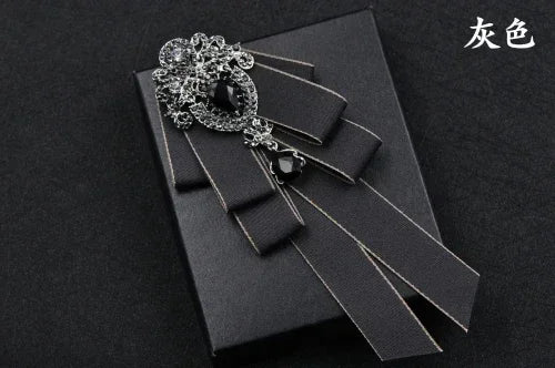 Fashion Handmade Bow Tie Wedding Collar Luxury Rhinestone Bowtie Necktie Brooch Pocket Towel Square Set Gift for Men Accessories