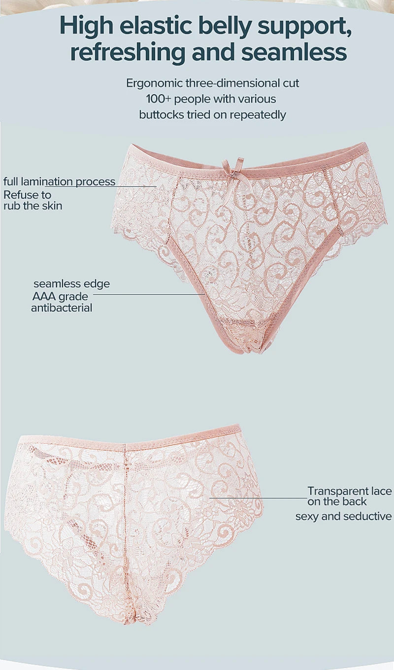 Women's Panties Elegant Lace Transparent Underwear Hollow Out Female Low Waist Briefs Breathable Lingerie Intimates Underpants