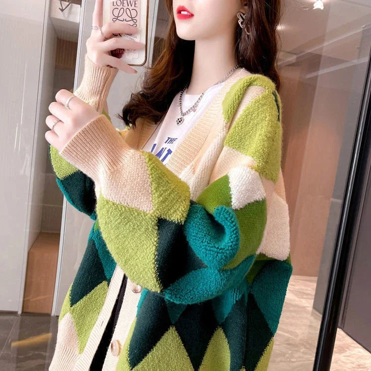 Shangkaka V-Neck Cardigan - Länge 26 Zoll Oder Mehr Gewicht 120 Bis 220 Gramm Pro Quadratmeter Lockere Passform