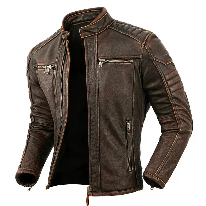 BikerX Milano Lederjacke Vintage Biker - Rindsleder L