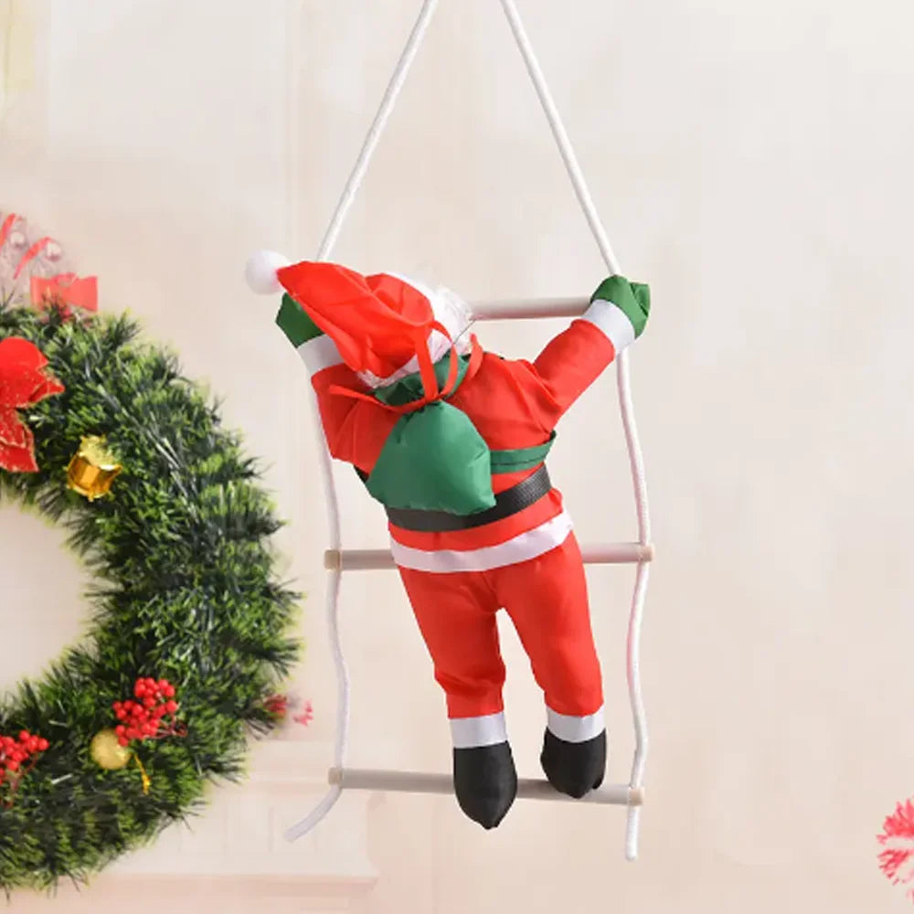 Christmas Ladder Santa Claus Window Hanging Ornament Climbing Santa Claus Home Decoration Gifts Restaurant Doll Hanging Ornament