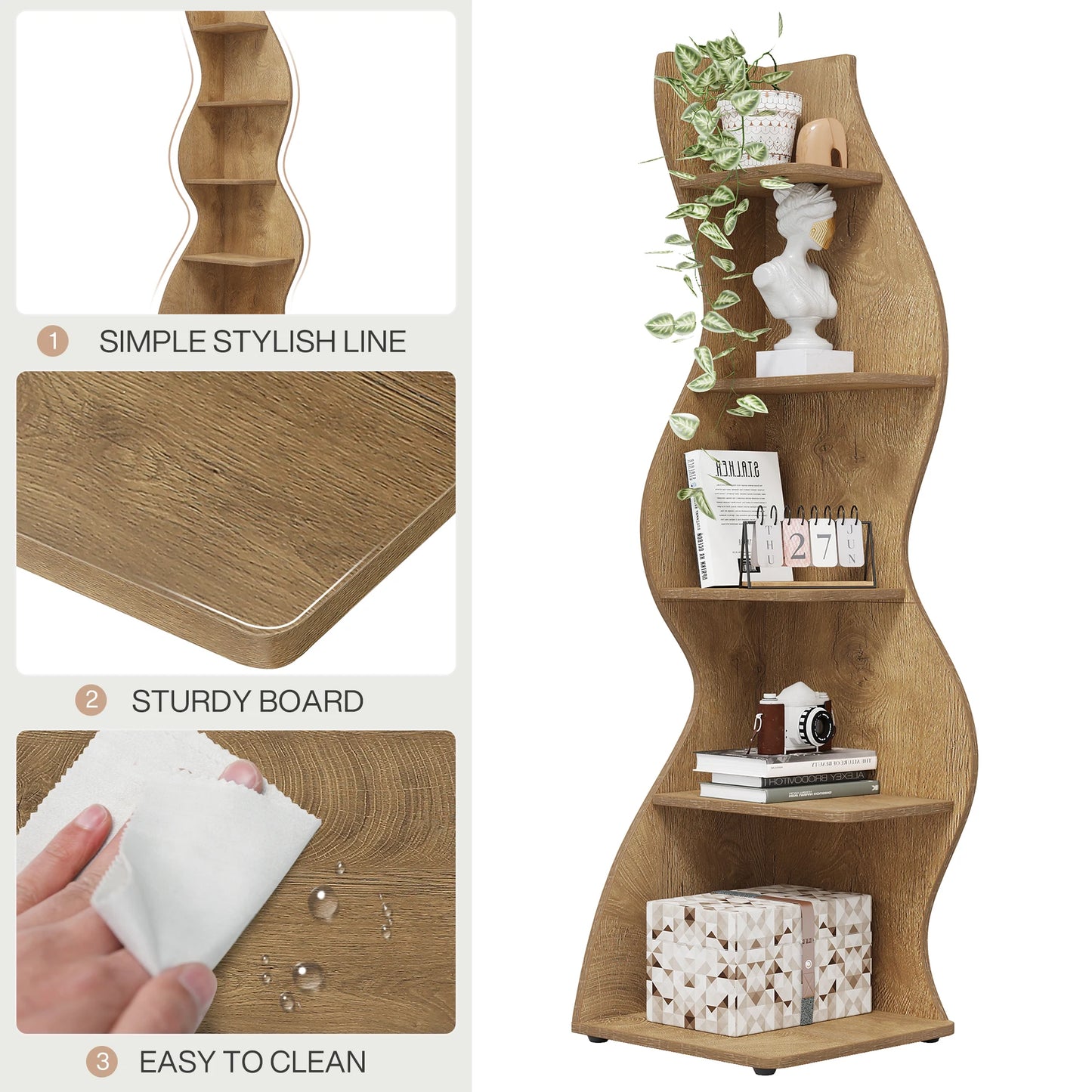 Tribesigns Bücherregal Eckregal 5-stufig Pflanzenständer Wohnzimmer