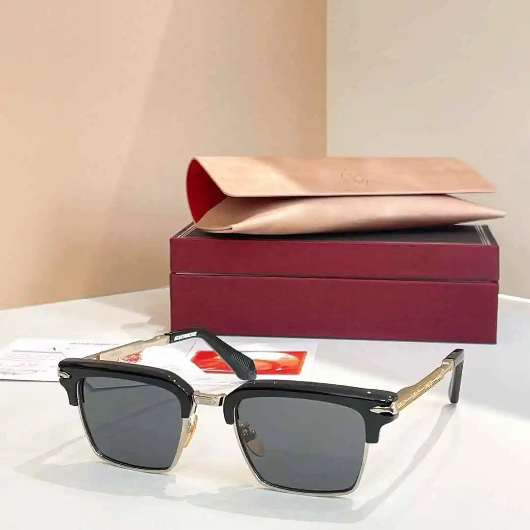 jacques marie mage ALIN vintage half rim sunglasses alloy acetate retro style