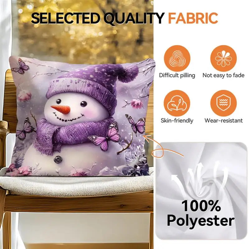 Purple Christmas Decoration Cushion Pillowcase Printed Polyester 45x45cm Throw Pillowcover Decorative Sofa Cushion Pillowslip