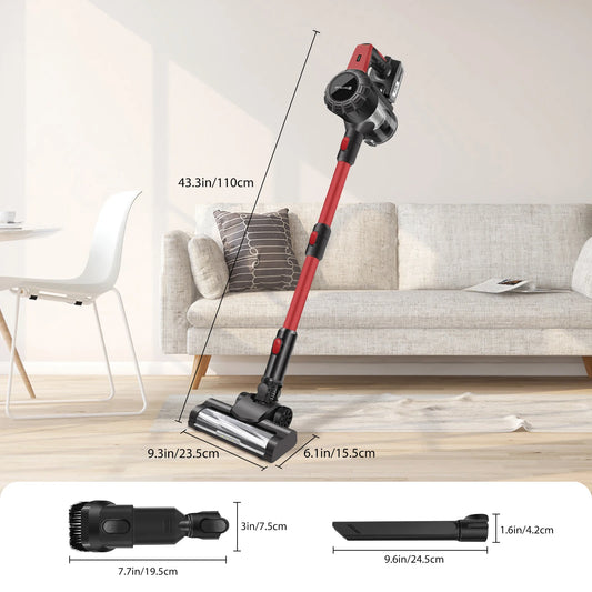 DayPlus Akku-Staubsauger 6 in 1 Rot - 3000mAh Akku