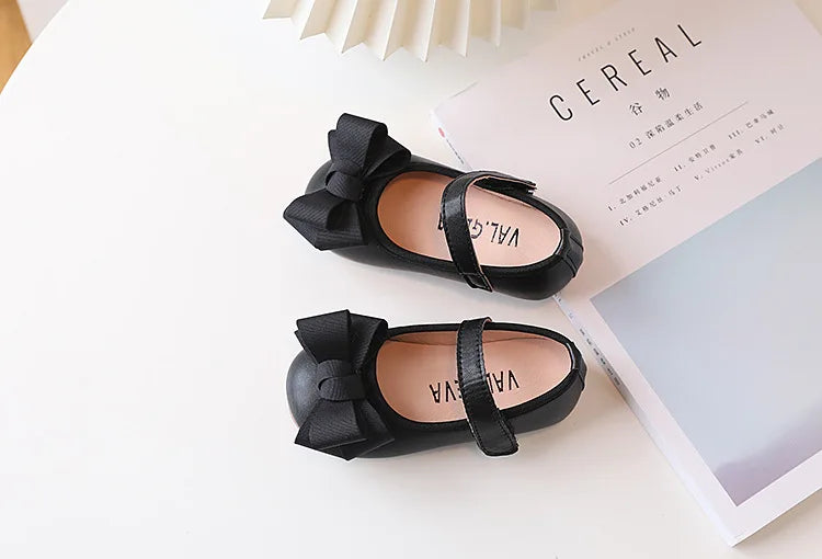 Mädchen Leder Schuhe 2025 - Süße Prinzessin Schleife Einzelschuhe - Frühling Herbst Casual Flats Weiche Sohle