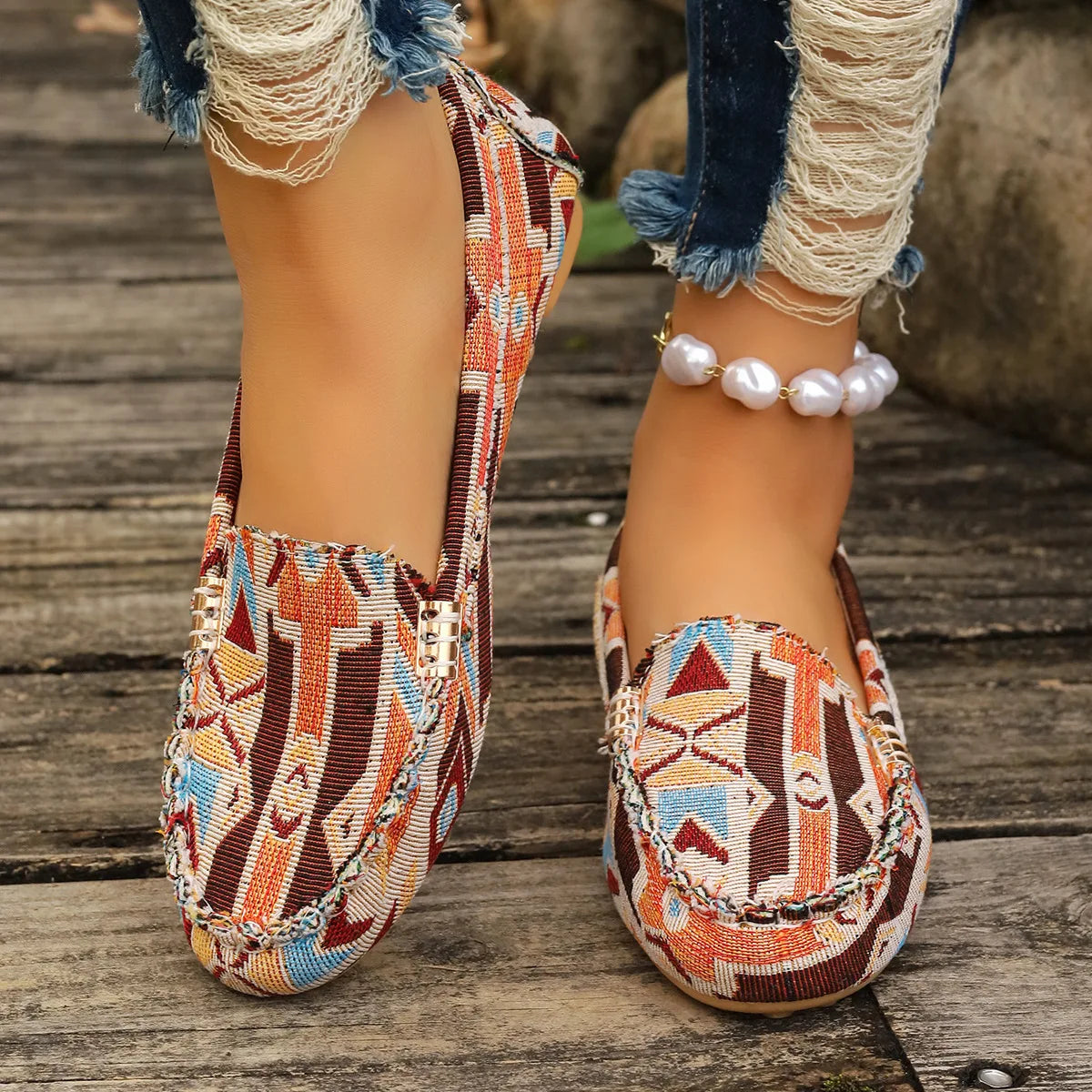 Damen Slip-On Loafer - Luxus Flache Schuhe - Wildleder-Optik Mokassins - Komfortable Casual Bootsschuhe