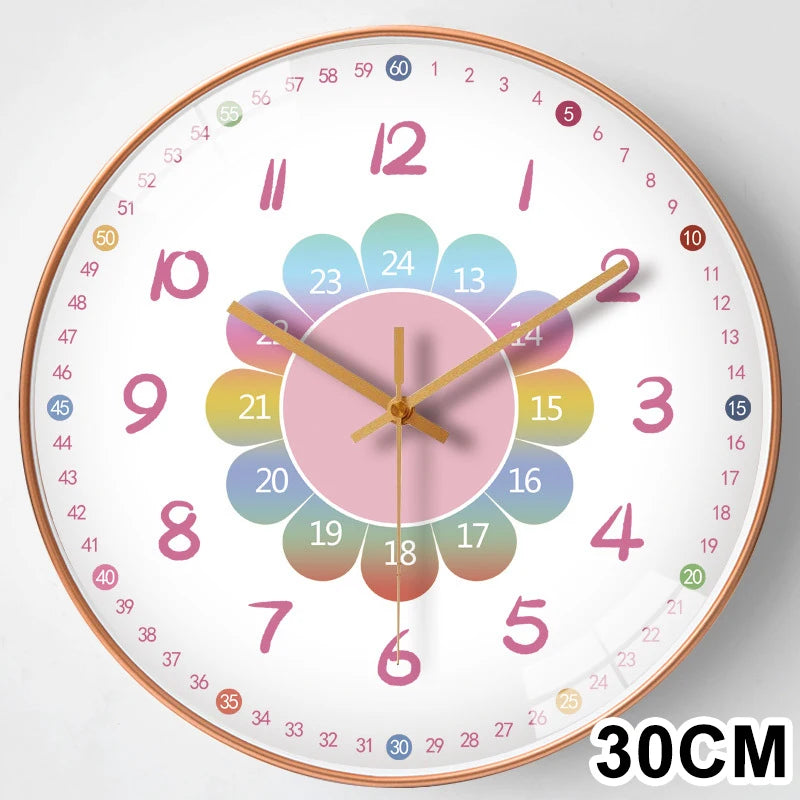 Wall Clock Modern Design Wall Decor Nordic Cartoon Kid Room Decorations for Girls Home Living Room Decoration Art Silent Clock 2