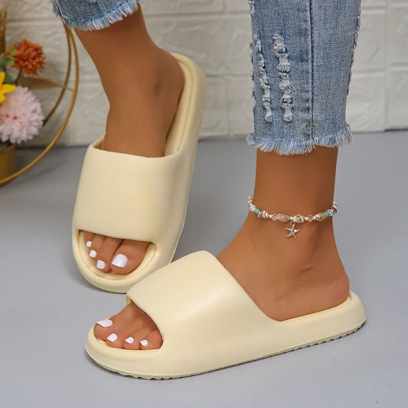Lucyever 2024 Weich Sohle Eva Hausschuhe für Frauen Leichtgewicht Rutschfest Heim Hausschuhe Frau Sommer Dick Plattform Strand Flip Flops