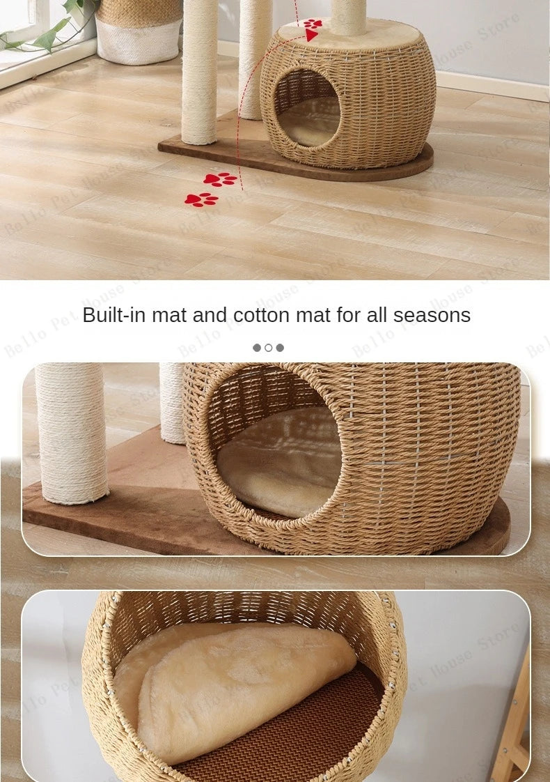 Multi-Story Cat Tree House multifunctional cat house Multi-layer tower cat scratching board Wooden pet supplies