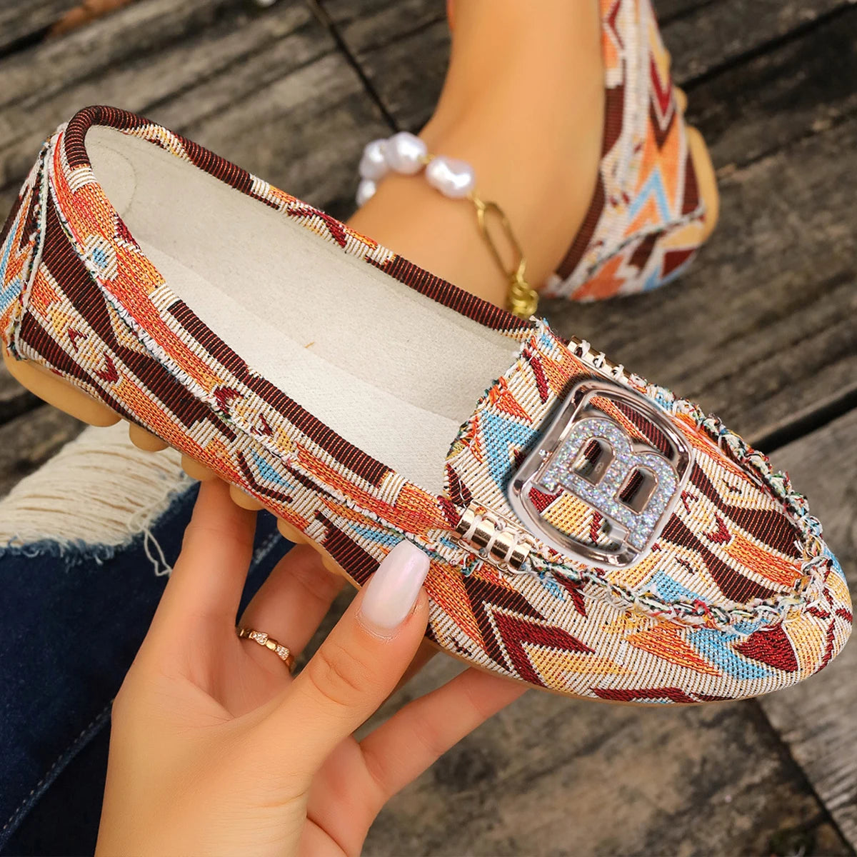 Damen Slip-On Loafer - Luxus Flache Schuhe - Wildleder-Optik Mokassins - Komfortable Casual Bootsschuhe