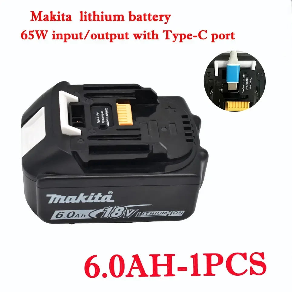 Makita 18V battery with Type-C port 65W input/output large capacity electric tool battery universal BL1860 BL1850 BL1840 BL1830