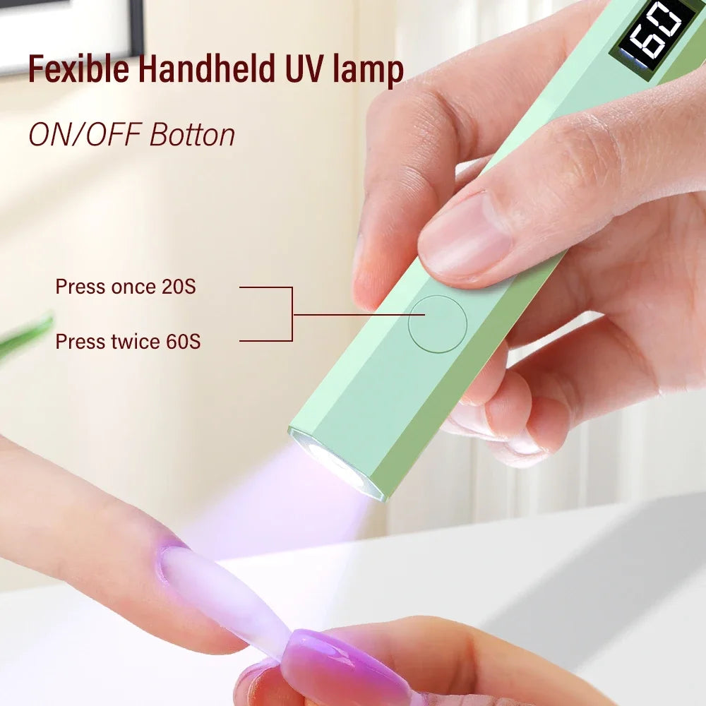 Handheld Mini UV LED Nail Lamp for Gel Polish Curing USB Rechargeable Quick Dry Portable Manicure Machine Nail Art Tool