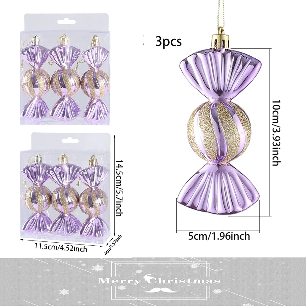 Partigos 2023115 Candy Kugeln Ornament - Inhalt 3 Stück, Durchmesser 3 cm