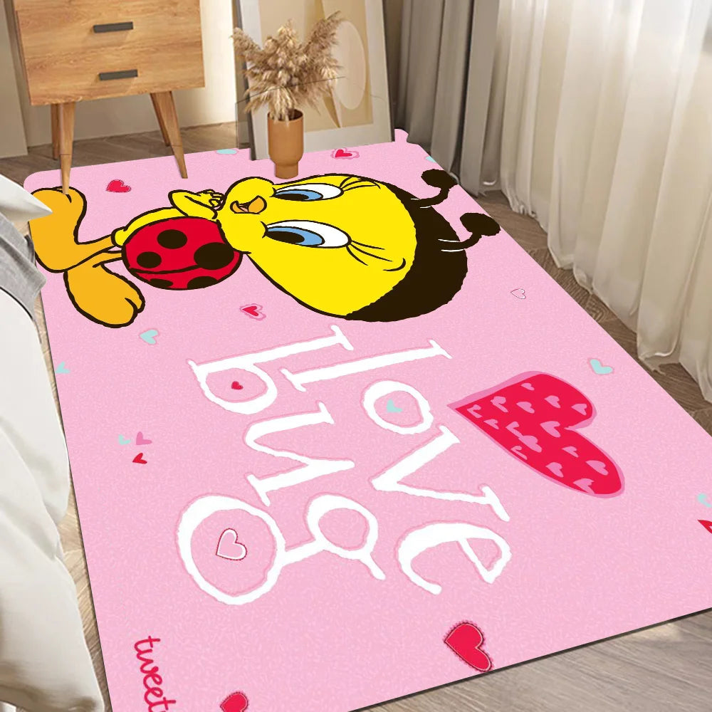 Yellow Cartoon T-Tweetys Bird Room Mats Cheaper Anti-slip Modern Living Room Balcony Printed Welcome Rug