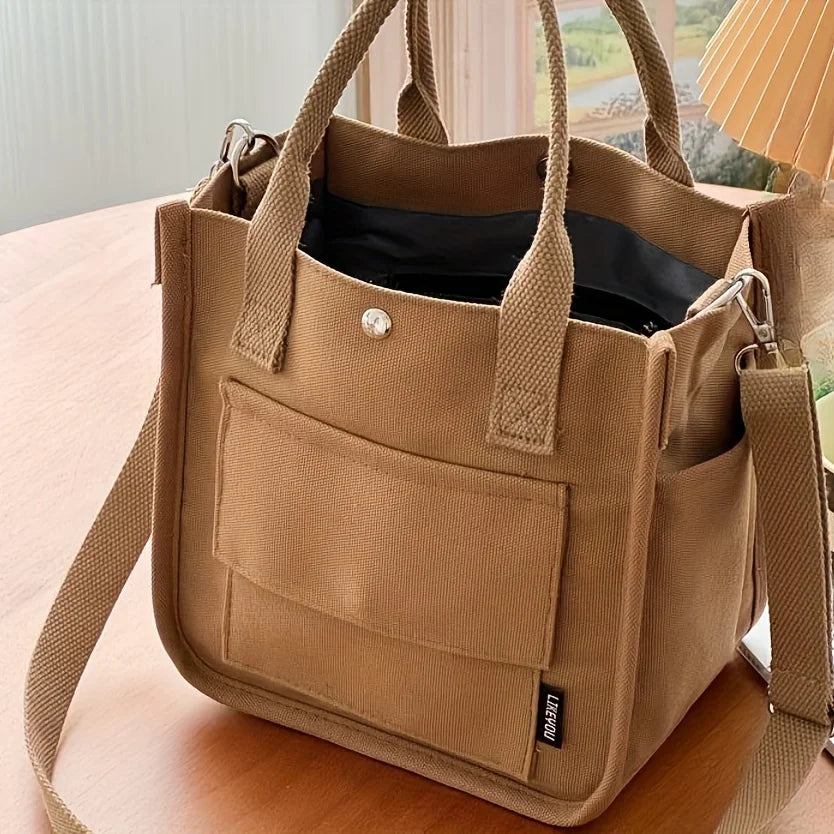 Casual Women's Shoulder Bag Multi-pocket Canvas Crossbody Bag Korean Commuting Handbag