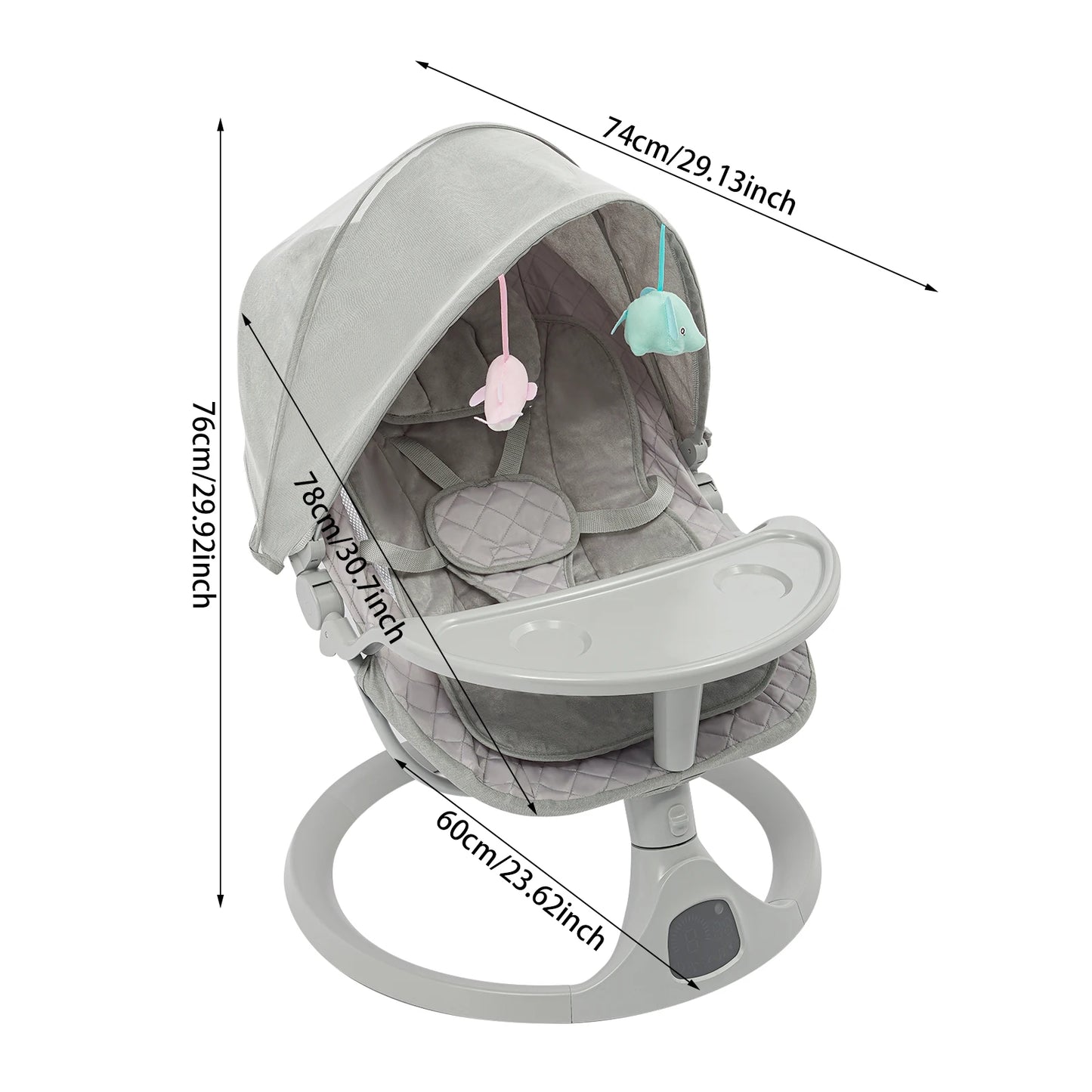 Babyschaukel Bluetooth Steuerung 4 Timer 0 Bis 18 Monate Hellgrau