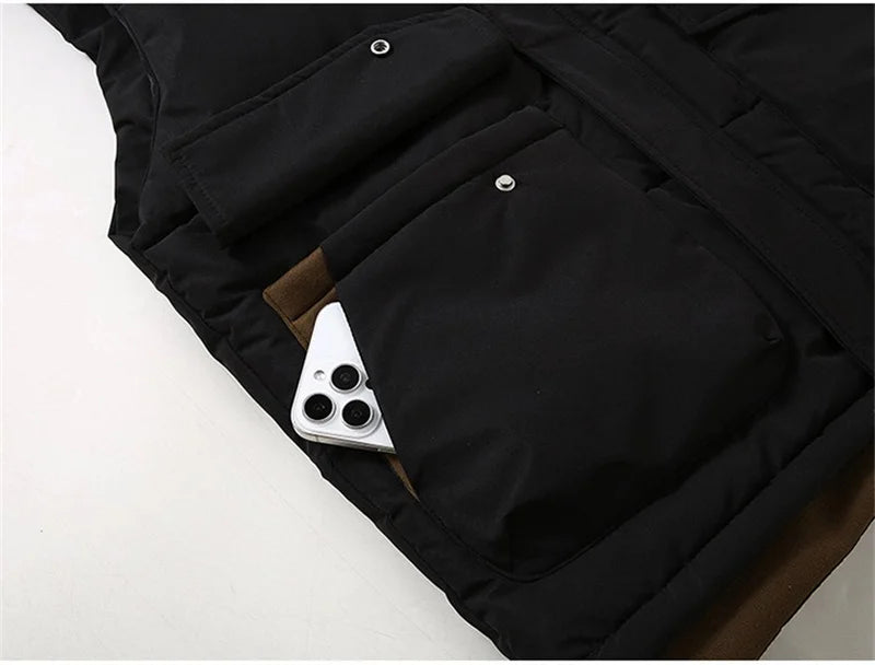 Fujian Herren-Weste abnehmbar Kapuze - Baumwolle, warm, L