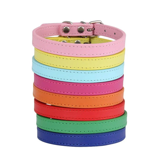 Haustier Halsband Bunt 2025 - PU Leder Personalisiert Name Katze Hund 16 Farben XS-XL